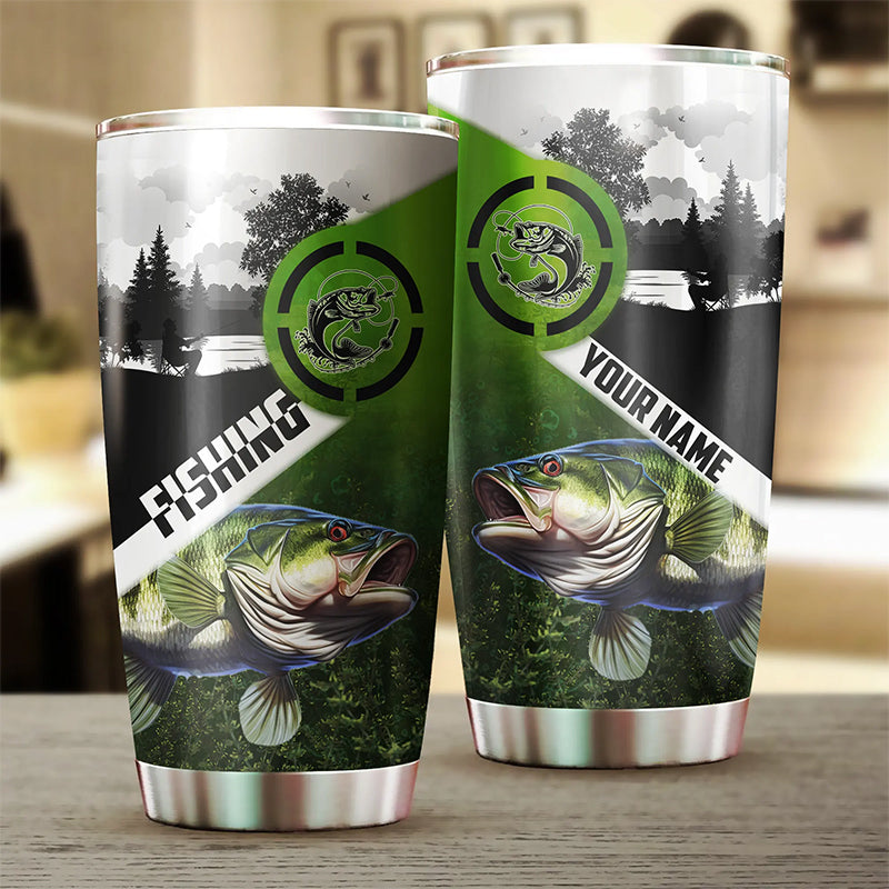 1PC Largemouth Bass Fishing Tumbler green camo Customize Tumbler Cup - Personalized fishing gift NQSD171