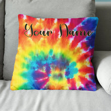 Load image into Gallery viewer, Personalized colorful tie dye background custom name Canvas, Linen Throw Pillow NQS7021