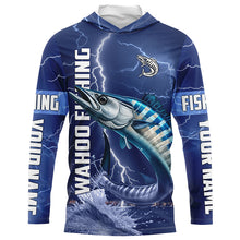 Load image into Gallery viewer, Wahoo Fishing blue lightning jerseys custom performance Long Sleeve tournament fishing shirts NQS6414