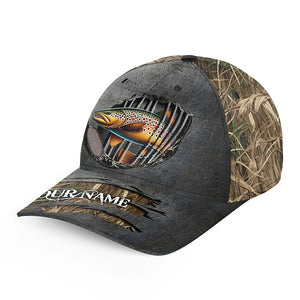 Brown trout fishing camo Custom fishing hat Fishing Baseball Angler trout hat cap NQS4577