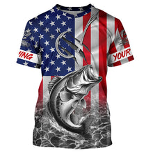 Load image into Gallery viewer, American Flag Bass Fish hook Custom long sleeve performance Fishing Shirts, Bass Fishing jerseys NQS5502