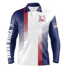 Load image into Gallery viewer, Red, white and blue golf shirts custom name Mens golf polo shirts, mens patriotic golf polos NQS5507