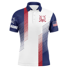 Load image into Gallery viewer, Red, white and blue golf shirts custom name Mens golf polo shirts, mens patriotic golf polos NQS5507