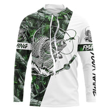 Load image into Gallery viewer, Crappie Fishing Green Camo fishing Tattoo Custom Name sun protection long sleeve fishing shirts for men NQS593