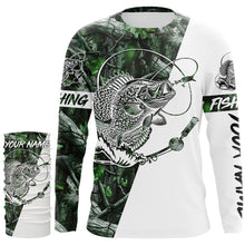 Load image into Gallery viewer, Crappie Fishing Green Camo fishing Tattoo Custom Name sun protection long sleeve fishing shirts for men NQS593