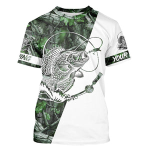 Crappie Fishing Green Camo fishing Tattoo Custom Name sun protection long sleeve fishing shirts for men NQS593