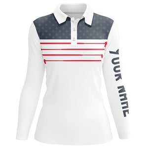 Women golf polo shirt custom American flag white golf shirt, patriotic polo shirts NQS6187