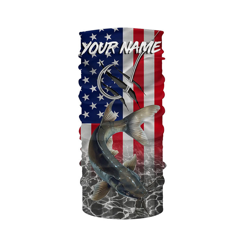 American Flag Catfish Fish hook Custom long sleeve performance Fishing Shirts, Catfish Fishing jerseys NQS5535