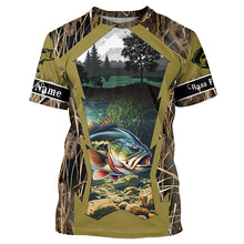 Load image into Gallery viewer, Largemouth Bass Fishing Camo Customize Name UV protection Long sleeve Fishing Shirts Personalized Gift NQS502