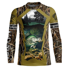 Load image into Gallery viewer, Crappie Fishing Camo Customize Name UV protection Long sleeve Fishing Shirts Personalized Gifts NQS503