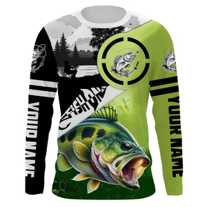 Largemouth Bass Fishing Fish On performance fishing shirt UV protection custom name NQS613