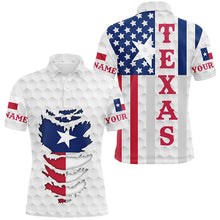 Load image into Gallery viewer, Texas American flag Mens golf polo shirts custom white golf ball skin patriot golf apparel for men NQS7523