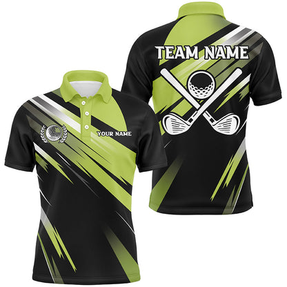 Green and Black Mens golf polo shirts custom golf ball clubs golf attire for men, golfing gifts NQS7531