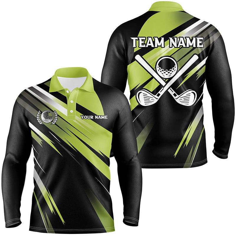 Green and Black Mens golf polo shirts custom golf ball clubs golf attire for men, golfing gifts NQS7531