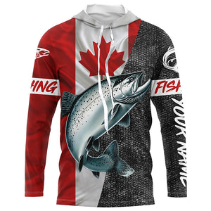 Canadian Flag salmon Fishing Custom long sleeve performance Fishing Shirts, salmon Fishing jerseys NQS5037