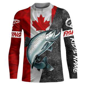 Canadian Flag salmon Fishing Custom long sleeve performance Fishing Shirts, salmon Fishing jerseys NQS5037