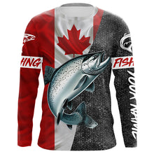 Load image into Gallery viewer, Canadian Flag salmon Fishing Custom long sleeve performance Fishing Shirts, salmon Fishing jerseys NQS5037