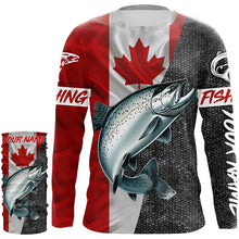 Load image into Gallery viewer, Canadian Flag salmon Fishing Custom long sleeve performance Fishing Shirts, salmon Fishing jerseys NQS5037