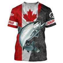 Load image into Gallery viewer, Canadian Flag salmon Fishing Custom long sleeve performance Fishing Shirts, salmon Fishing jerseys NQS5037