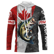 Load image into Gallery viewer, Canadian Flag Largemouth Bass Fishing Custom long sleeve performance Fishing Shirts, Bass jerseys NQS5038