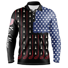 Load image into Gallery viewer, Mens golf polo shirts custom golf tees clubs American flag patriot black mens golf wears NQS5814