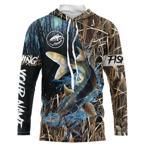 Catfish Fishing Camo Custom name Long sleeve fishing shirts, Catfish Fishing Jerseys NQS617