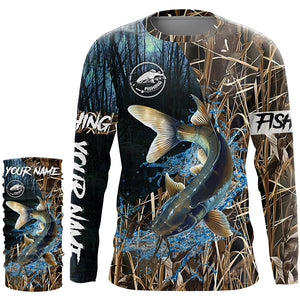 Catfish Fishing Camo Custom name Long sleeve fishing shirts, Catfish Fishing Jerseys NQS617