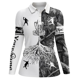 Women disc golf polo shirts gray camo custom name disc golf team shirt, disc golf gifts NQS6897