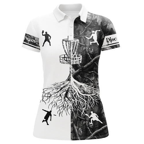 Women disc golf polo shirts gray camo custom name disc golf team shirt, disc golf gifts NQS6897