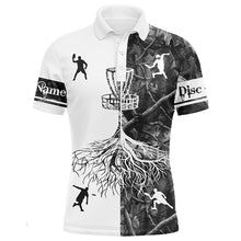 Load image into Gallery viewer, Mens disc golf polo shirts gray camo custom name disc golf team shirt, disc golf gifts NQS6897