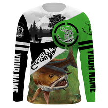 Load image into Gallery viewer, Redfish Puppy Drum Fishing Fish On customize name performance fishing shirt UV protection long sleeves NQS614