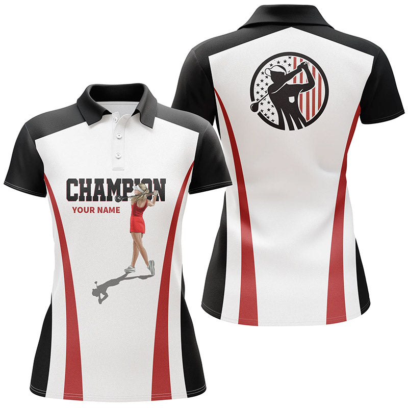 Black and white Women golf polo shirt custom Champion golf gifts for women, ladies golf polo NQS5824