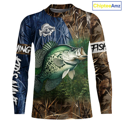 Crappie Fishing camo fishing team shirts, custom Performance Long Sleeve fishing shirts - NQS1260