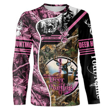 Load image into Gallery viewer, Deer Hunting Pink Camo Custom Name 3D All over print shirts, personalized hunting apparel NQS2896