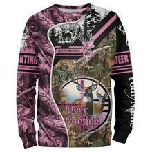 Load image into Gallery viewer, Deer Hunting Pink Camo Custom Name 3D All over print shirts, personalized hunting apparel NQS2896