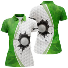 Load image into Gallery viewer, Green white golf ball pattern Womens golf polo shirts custom ladies golf shirts, green golf tops NQS7360