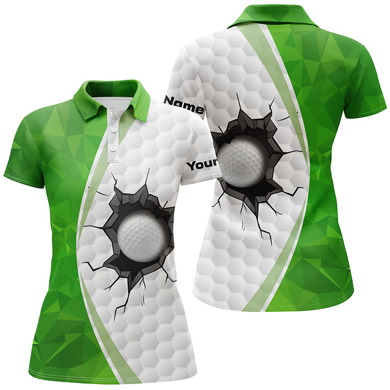 Green white golf ball pattern Womens golf polo shirts custom ladies golf shirts, green golf tops NQS7360