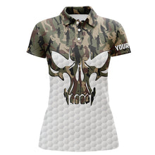 Load image into Gallery viewer, Womens golf polo shirts custom camo golf skull white golf ball shirts for ladies, golf gifts NQS6239