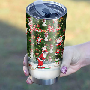 Santa golf Christmas pattern Custom Stainless Steel Tumbler Cup personalized Christmas golf gifts NQS6913