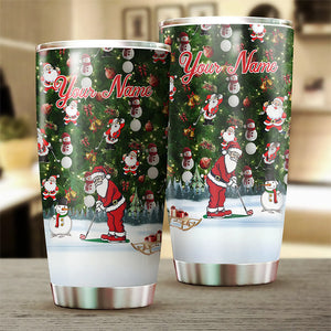 Santa golf Christmas pattern Custom Stainless Steel Tumbler Cup personalized Christmas golf gifts NQS6913