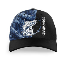 Load image into Gallery viewer, Walleye Fishing Tattoo blue camo Custom fishing hat Fishing Baseball fisherman hat NQS4228