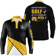 Load image into Gallery viewer, Funny Mens golf polo shirt custom weekend forecast golf with a change of beer team black golf shirts NQS5359