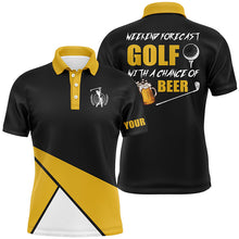 Load image into Gallery viewer, Funny Mens golf polo shirt custom weekend forecast golf with a change of beer team black golf shirts NQS5359