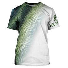 Load image into Gallery viewer, Bass Fishing green Scale Customize Name 3D performance fishing Shirts NQS1384