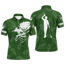 Load image into Gallery viewer, Mens golf polo shirt custom name golf clubs pattern shirt | Green NQS3865