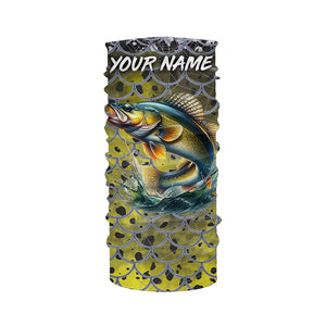 Walleye Fishing yellow scales customize name performance UV protection long sleeves fishing shirts NQS4835