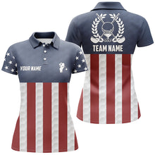 Load image into Gallery viewer, Womens golf polo shirts golf clubs American flag custom patriotic ladies golf shirt, golf gifts | Navy NQS5859