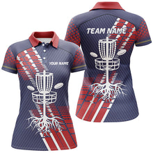 Load image into Gallery viewer, Red, white and blue Women disc golf polo shirts custom team disc golf basket jerseys, disc golf gifts NQS7409