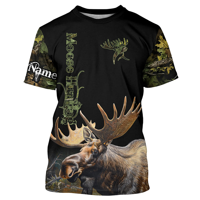 Moose Hunting Green Camo 3D All Over print shirts personalized hunting apparel NQS534