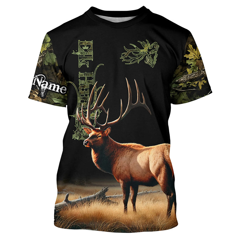 Elk Hunting Green tree Camo 3D All Over print shirts personalized hunting apparel for Elk hunters NQS535